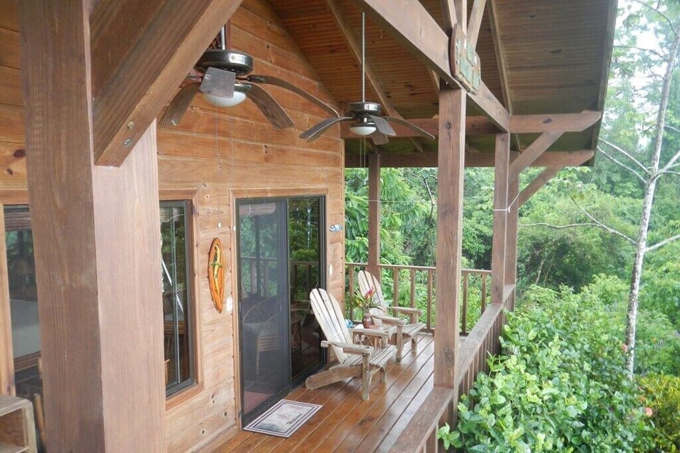 Enjoy sitting on the deck with a cool drink, beautiful Ocean and Forest views!