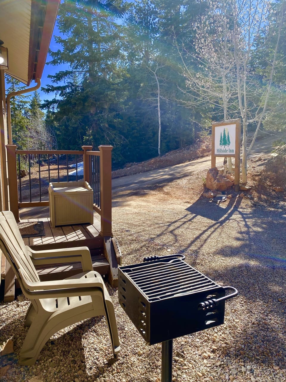 Charcoal barbecue conveniently located just out of your front door.