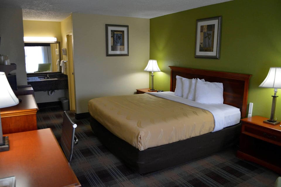 Down comforters, pillowtop beds, desk, iron/ironing board