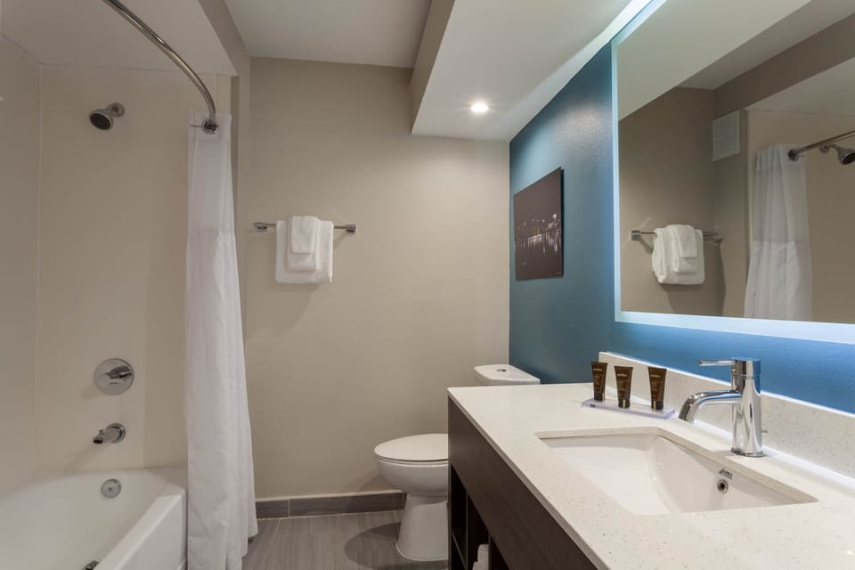 Free toiletries, hair dryer, towels