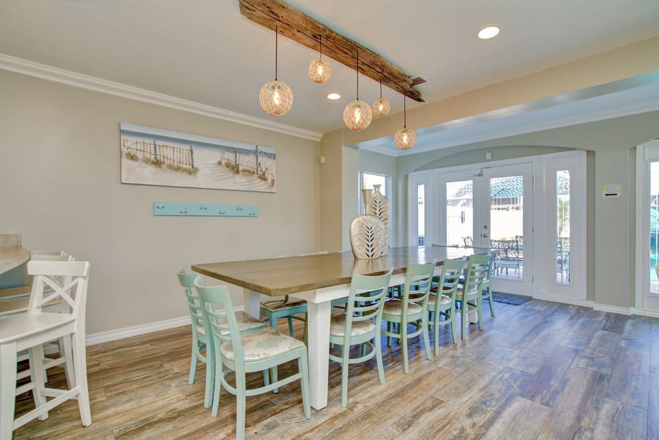 Dining seating for 15 inside and 6 more right outside those doors
