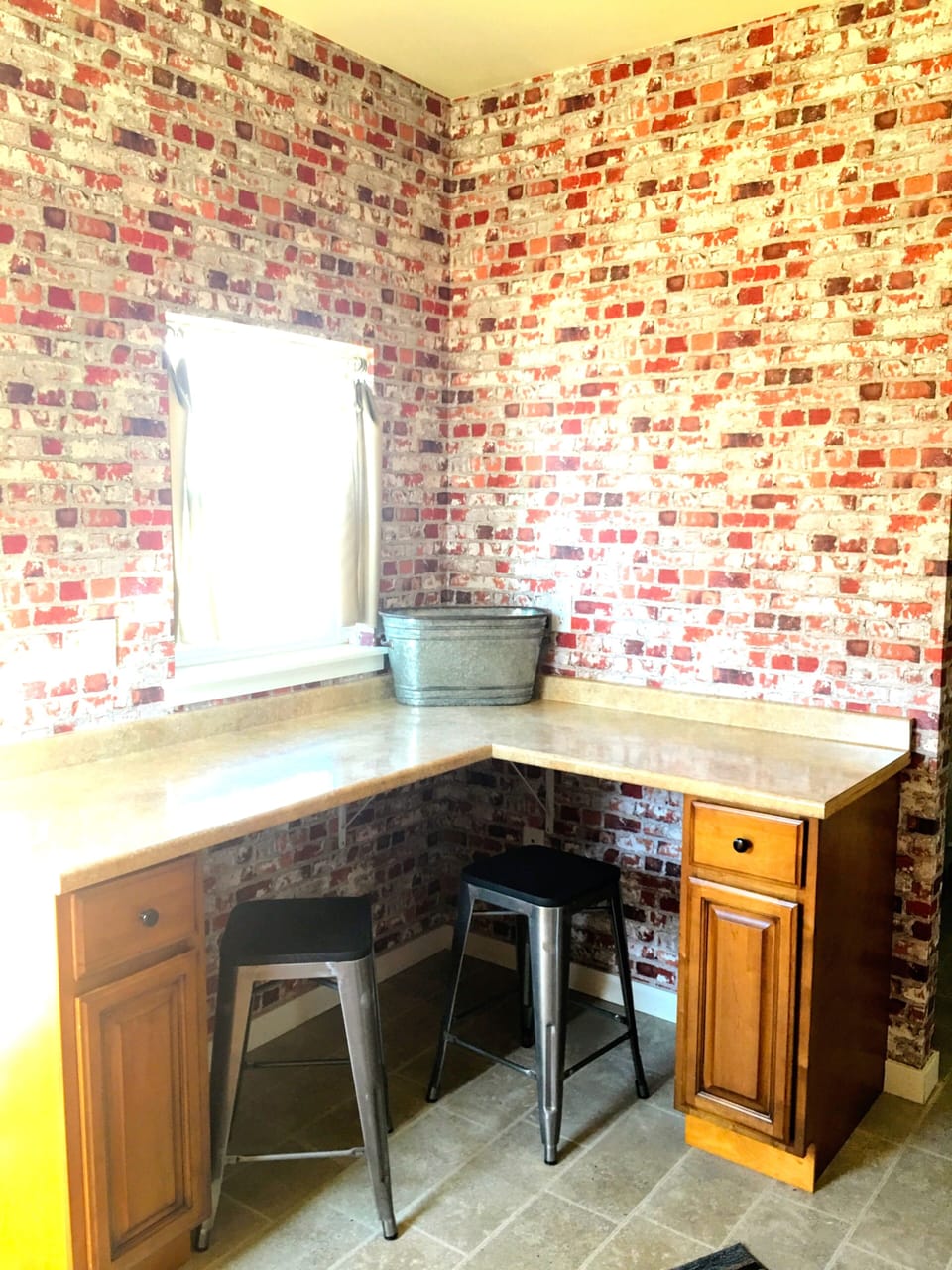 Extra counter space in laundry room.