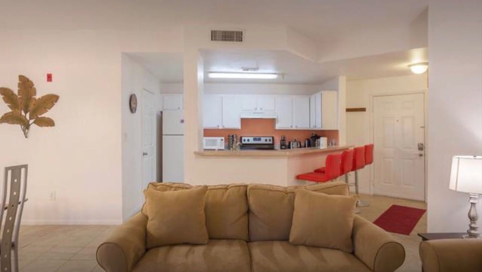 Living room and kitchen.