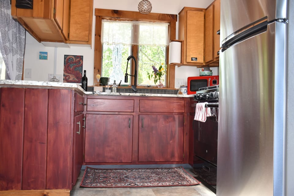 There's plenty of room and a fully stocked kitchen.
