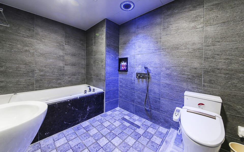 VIP Room (6pm Check In) | Bathroom | Separate tub and shower, free toiletries, hair dryer, slippers