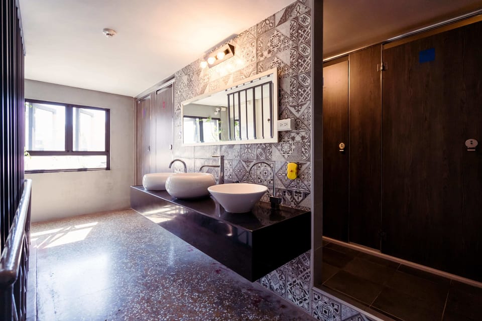 Shower, hair dryer, slippers
