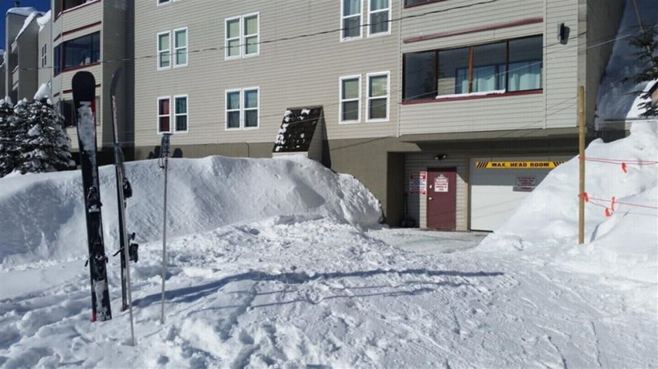 Ski in/out Entrance and Upper Parkade Door