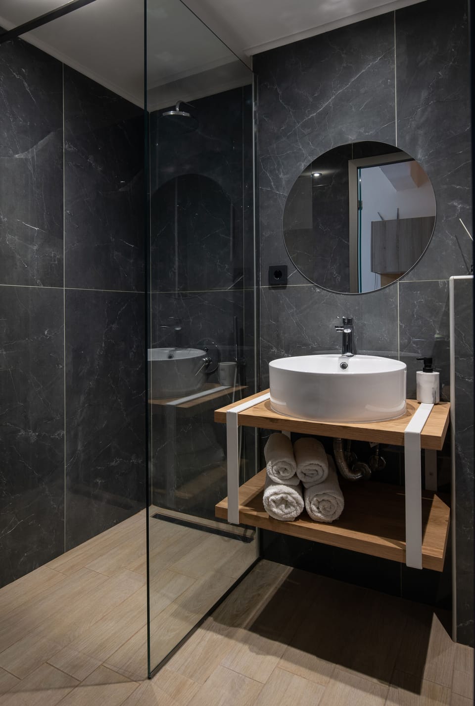Shower, free toiletries, hair dryer, bathrobes