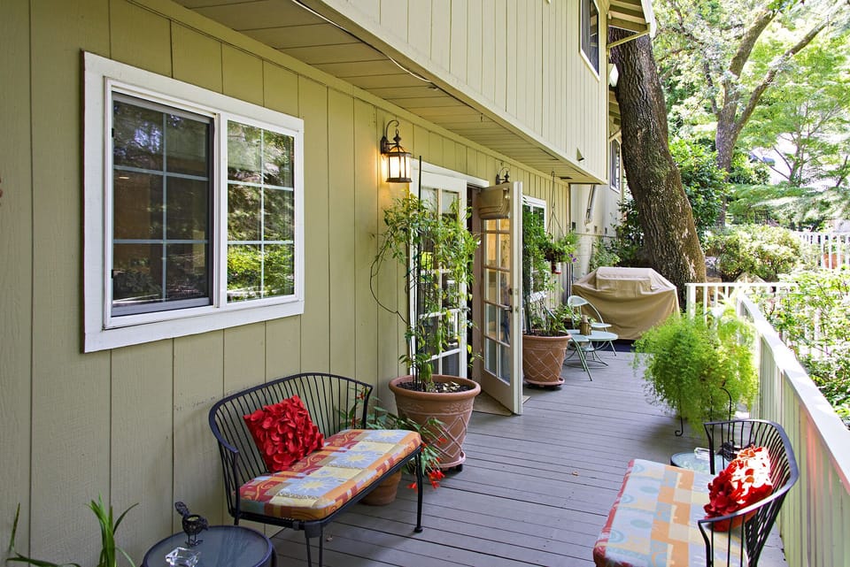 Private deck, French door entry