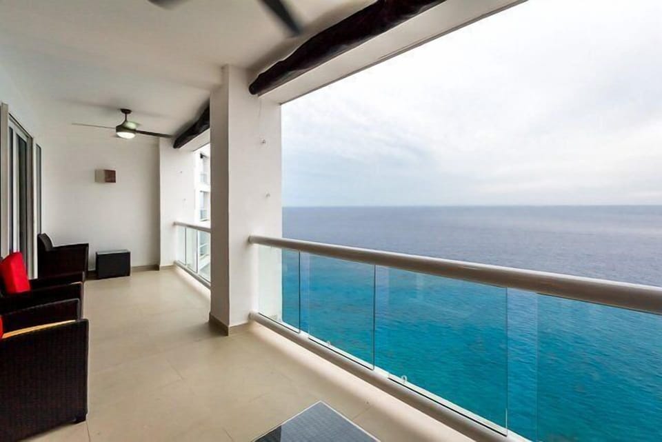 Long balcony overlooking the ocean