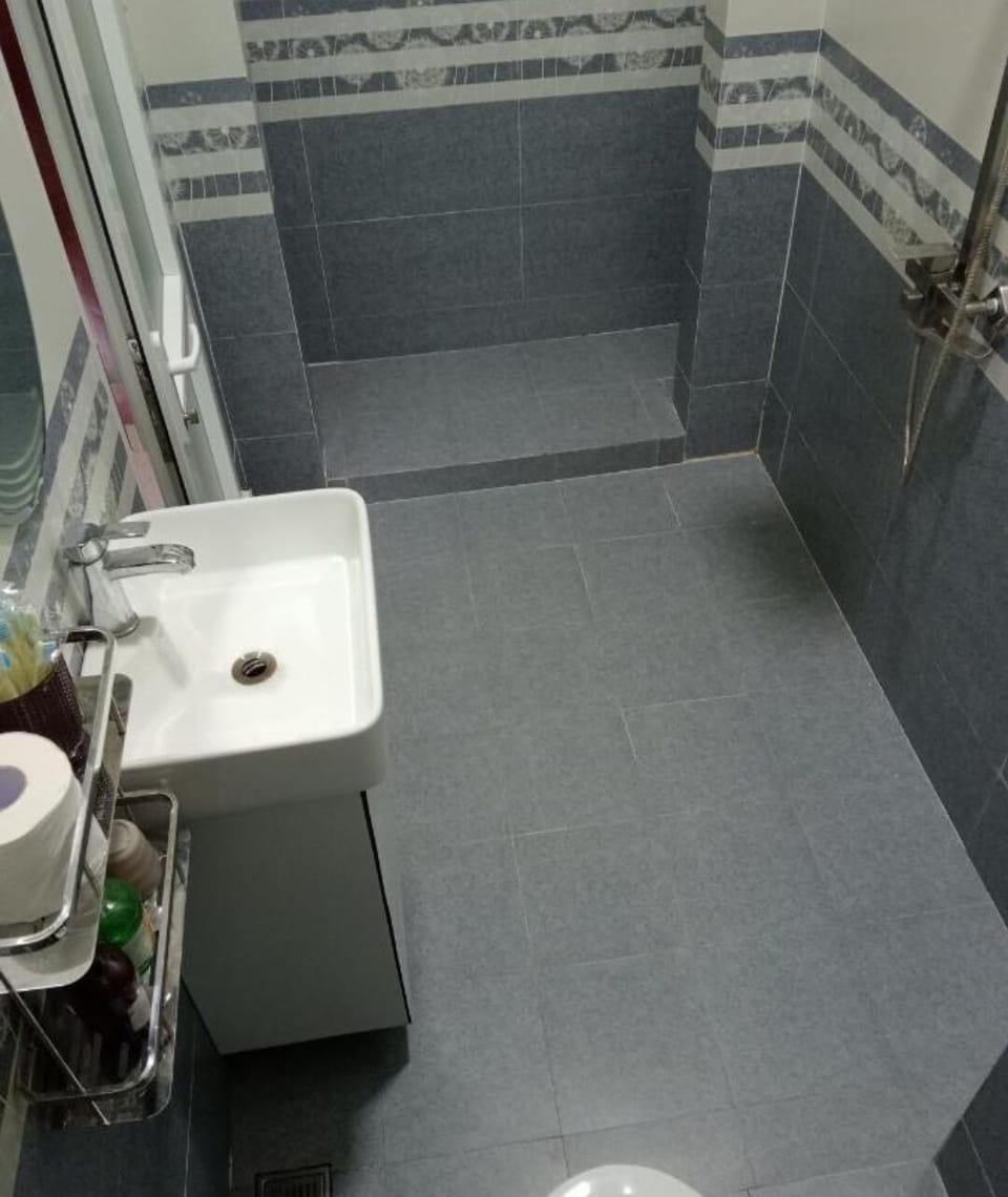 Shower, free toiletries, hair dryer, slippers
