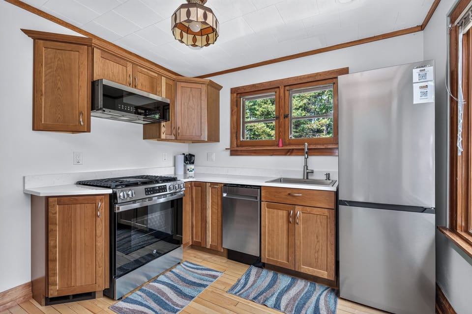 New modern appliances throughout the kitchen.