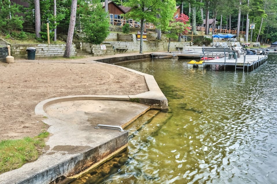 Sturdy steps into the lake