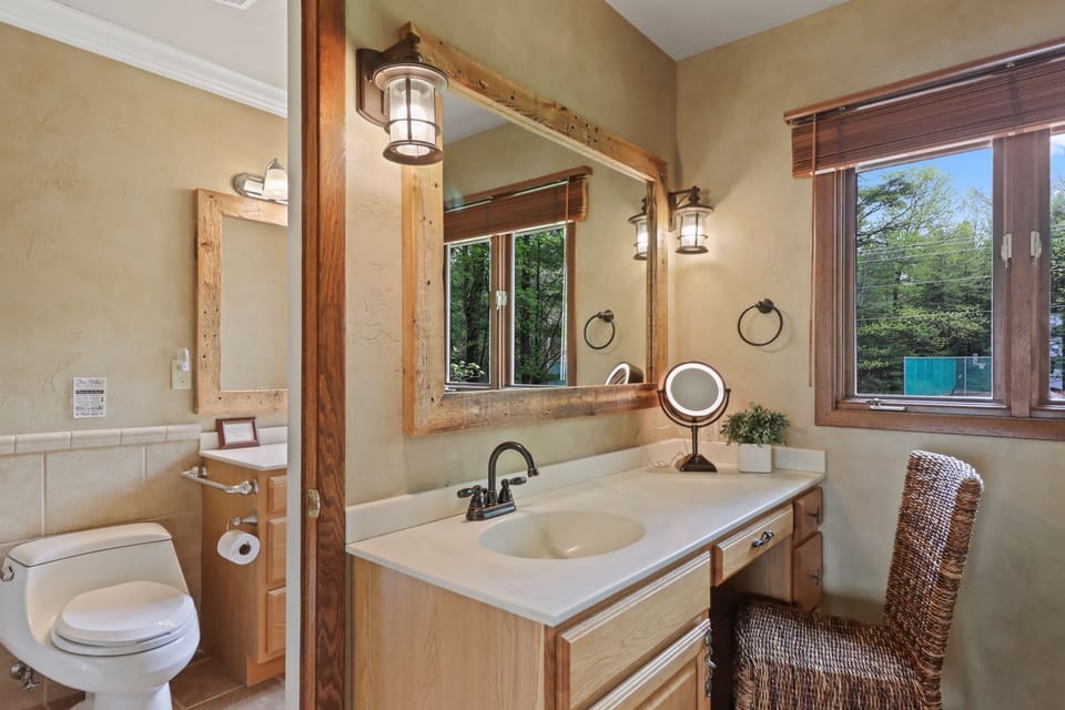 Huge beautiful bathroom w/ plenty of counter space.