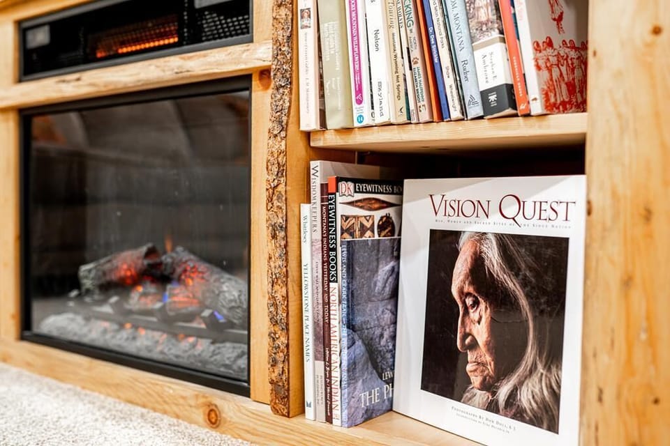 Cozy up around the gas fireplace.