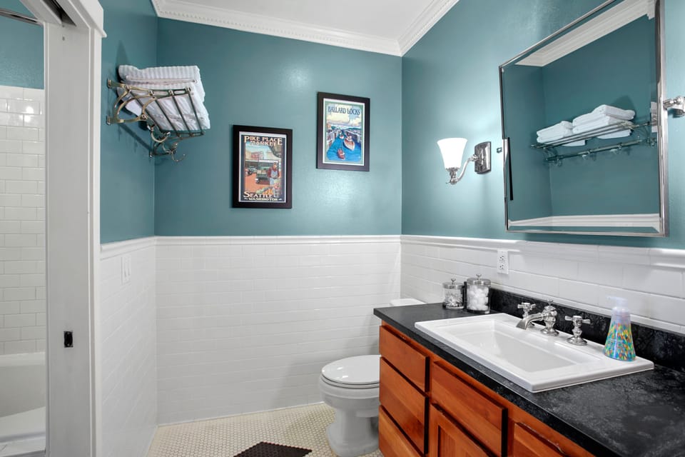 Sink & Toilet Separate from Shower & Tub Area.