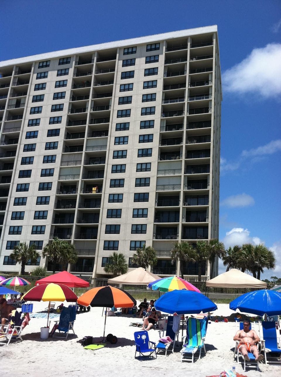 On the beach, just outside condo