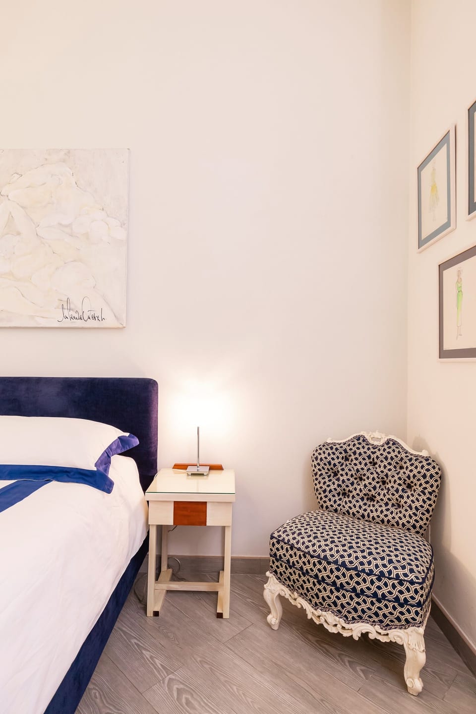 Bedside table and armchair