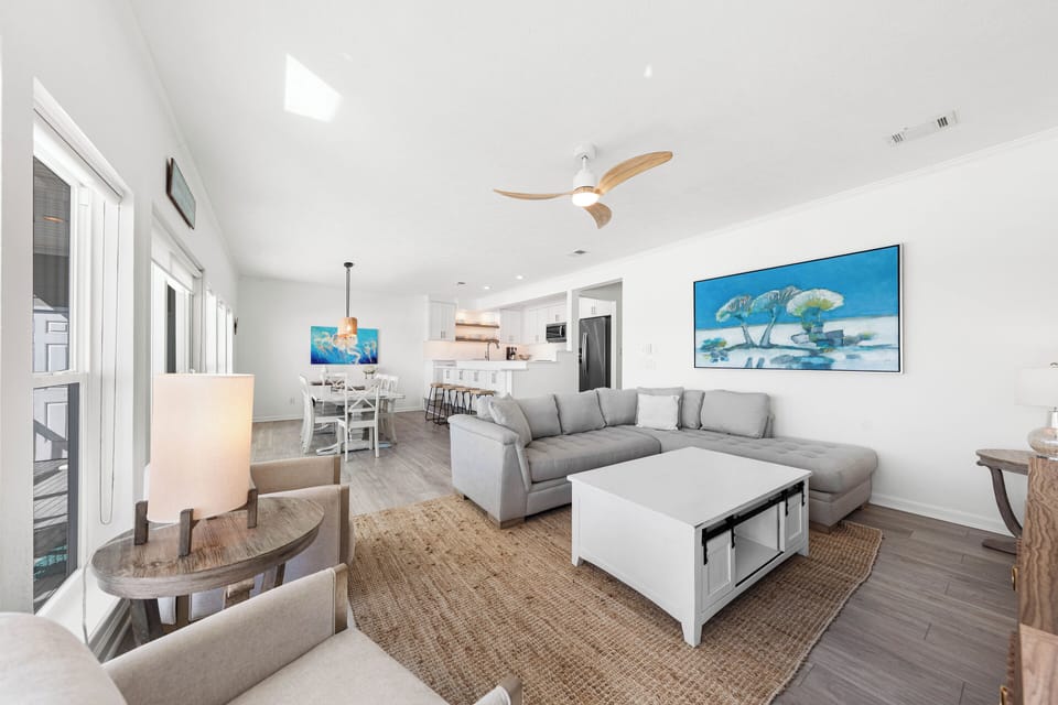 Spacious open-concept living and dining room with seamless flow