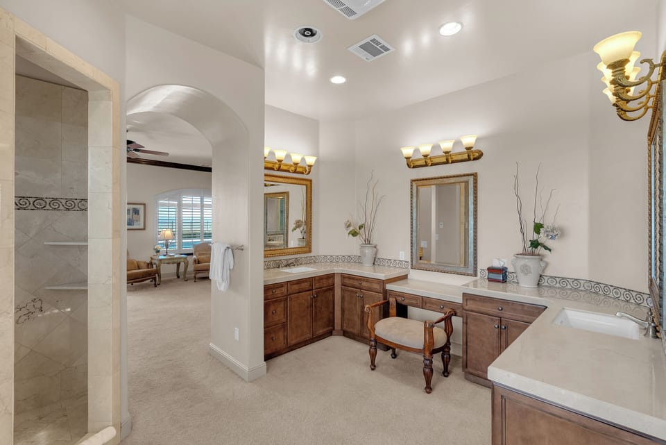 Dual vanities provide plenty of space to get ready