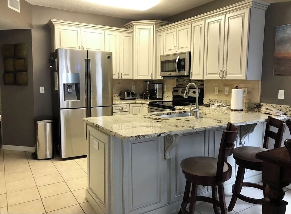 View of kitchen from den 