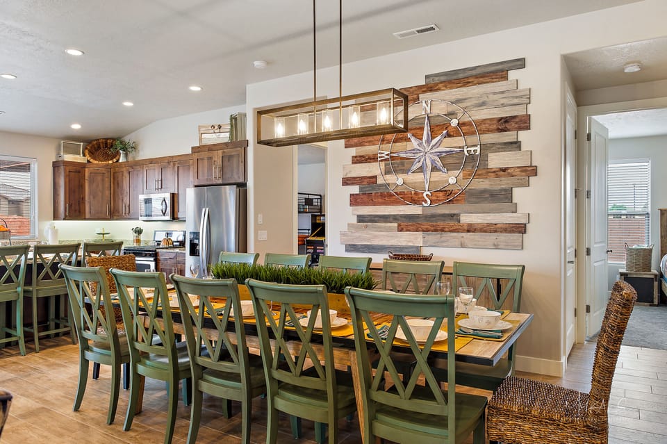 Main Dining Seating For 12 with side buffet. 