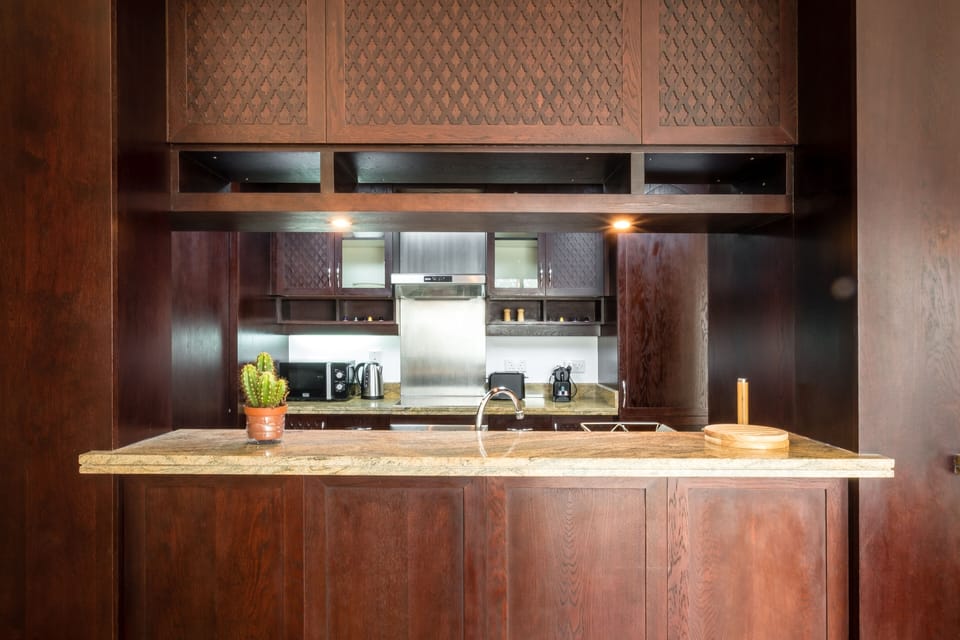Apartment, 1 Bedroom, City View | Private kitchen | Fridge, microwave, oven, stovetop