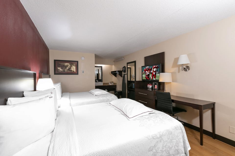 Premium Room, 2 Double Beds (Upgraded Bedding & Snack, Smoke Free) | In-room safe, desk, blackout drapes, iron/ironing board