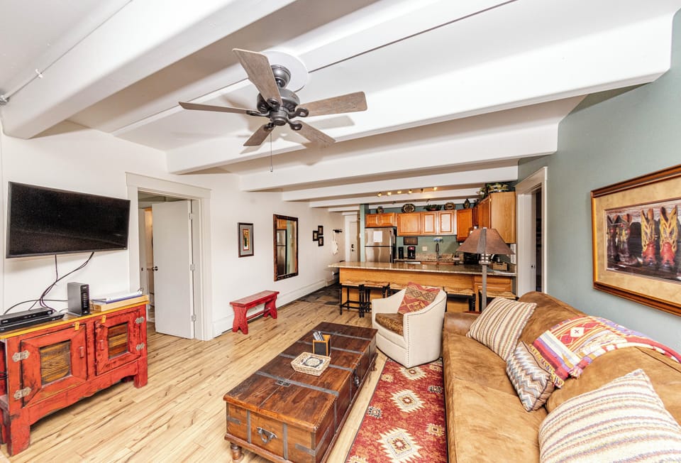 View of living area from balcony doors.
