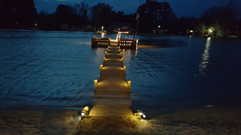 Stroll out on the lighted dock to enjoy the evening breeze.