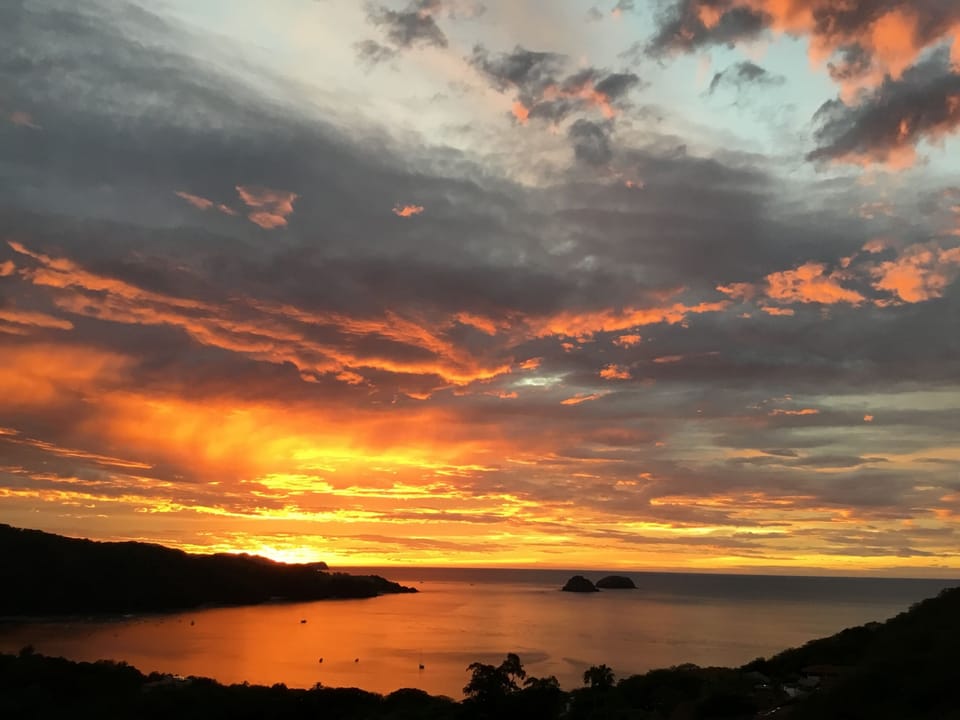 View of beautiful sunset from villa