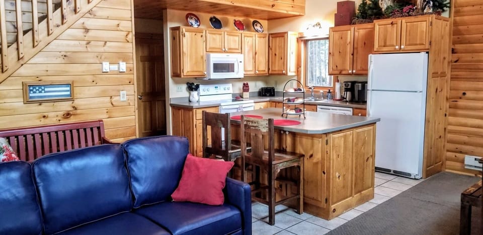 Really comfortable leather sleeper sofa.  Easy to open, no cushions to remove!