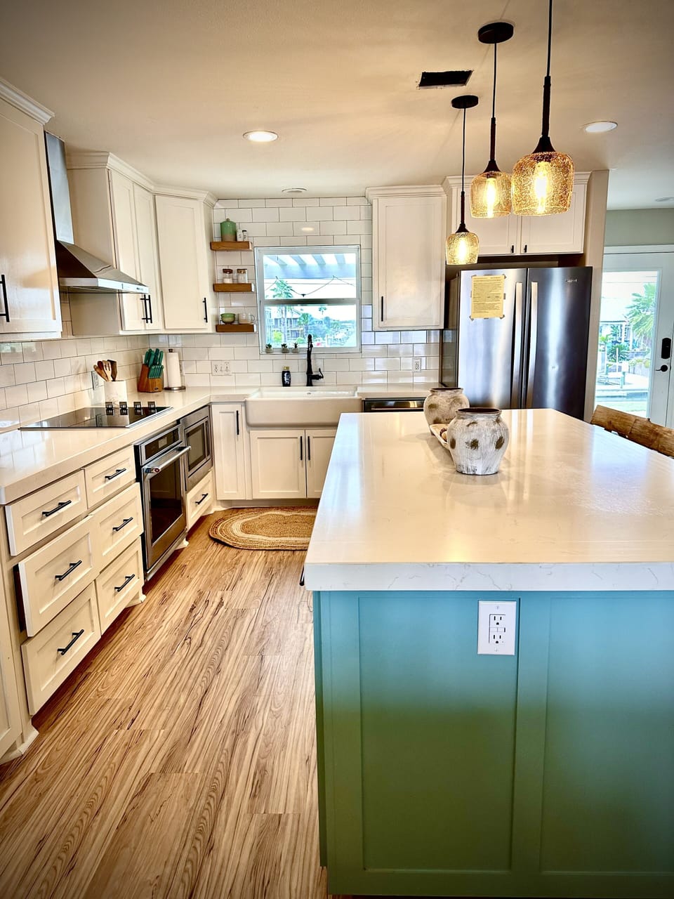 Modern kitchen with all the amenities. Guests rave about what is provided :)