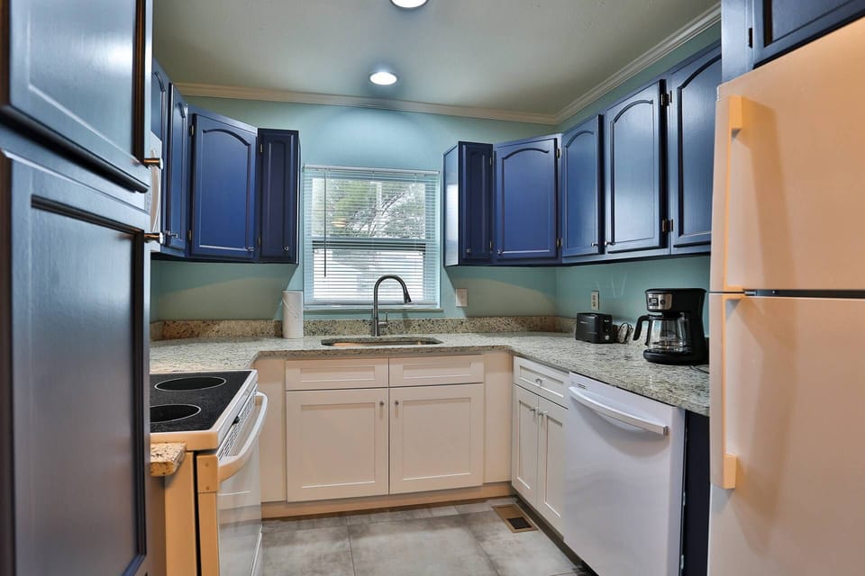 All updated kitchen with new appliances, fully equipped for all meal preparation.