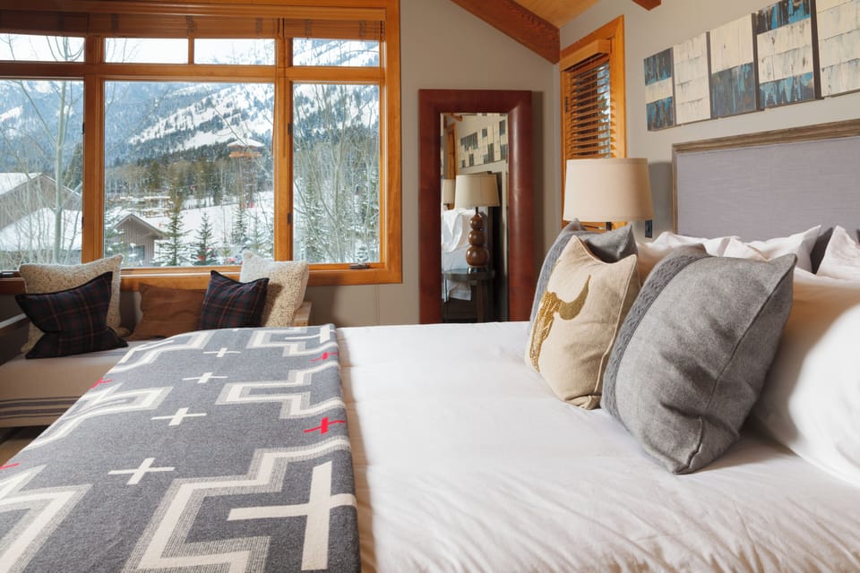 The Master Bedroom has a gas fireplace for cozying up and enjoying the view.