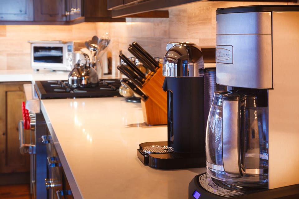 The gourmet kitchen is a dream for the serious and not-so-serious cook.