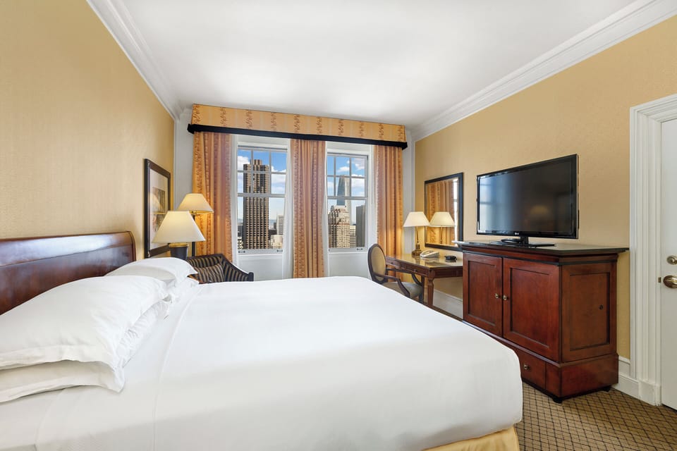 In-room safe, desk, laptop workspace, blackout drapes