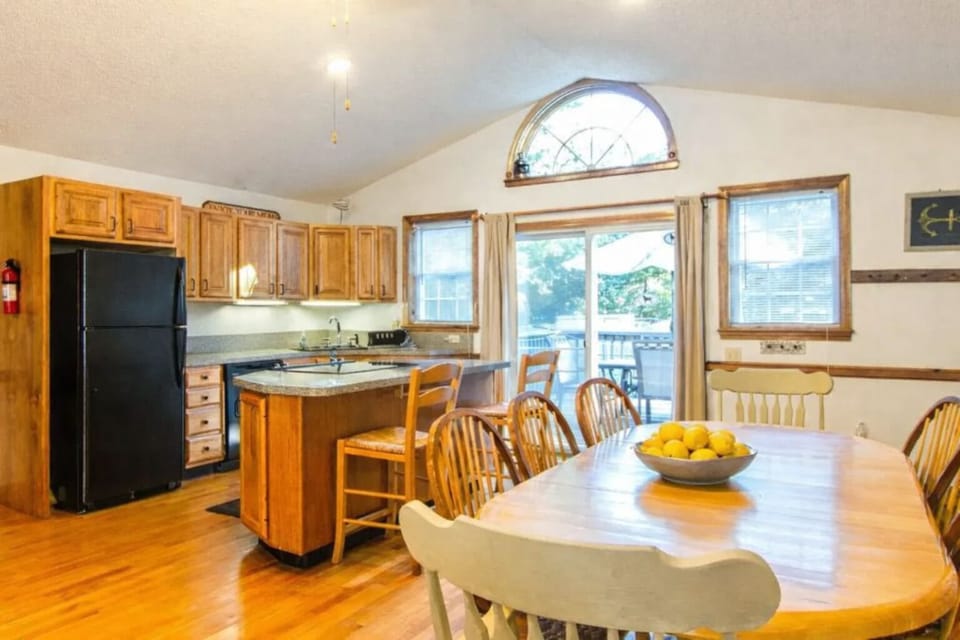 Kitchen, Dining area:  Fridge, Stove, Dishwasher