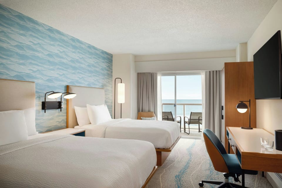 Room, 2 Queen Beds, Balcony, Oceanfront (Hearing Accessible) | In-room safe, desk, laptop workspace, blackout drapes