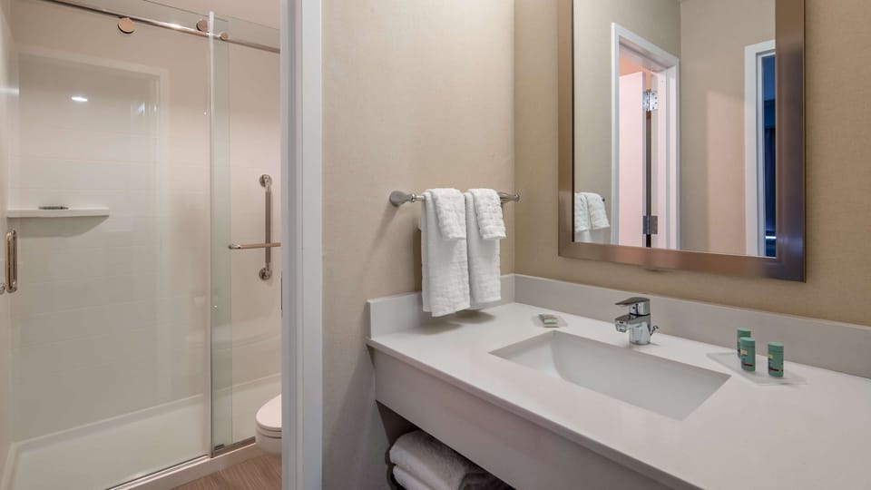 Suite, 2 Queen Beds, Non Smoking, Refrigerator & Microwave (with Sofabed) | Bathroom | Free toiletries, towels