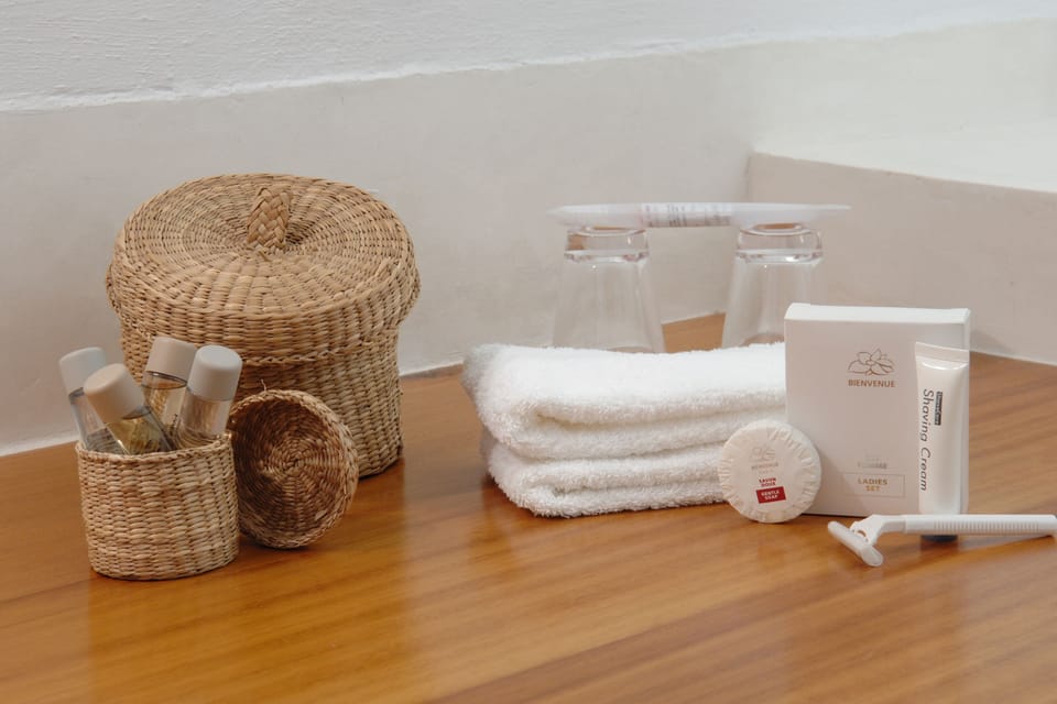 Free toiletries, hair dryer, bathrobes, slippers