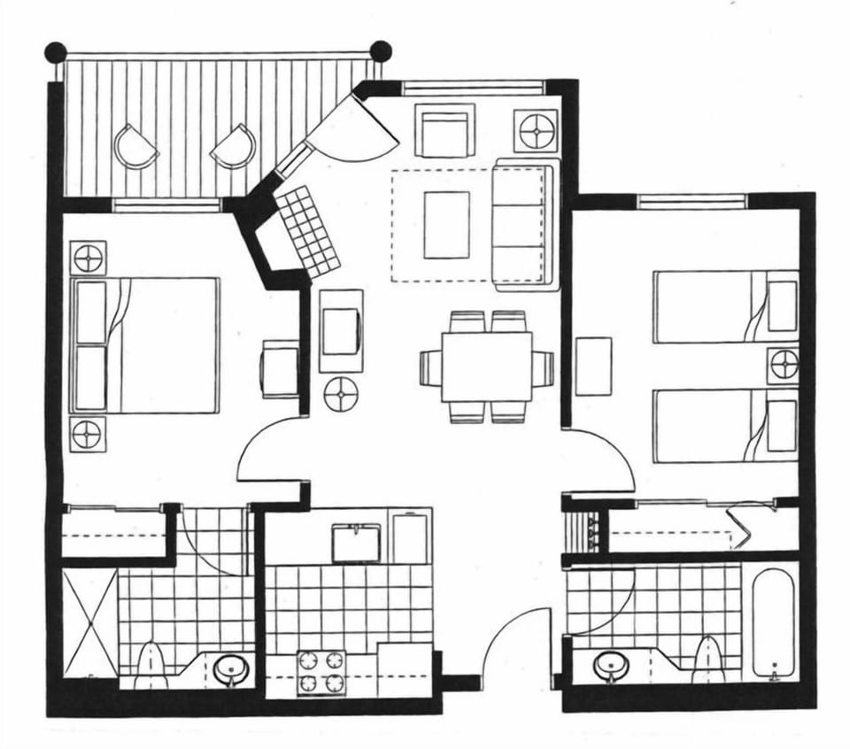 Floor Plan #329 (Note the right side Bedroom is now a Bunk Bed, and no longer 2 twin beds)