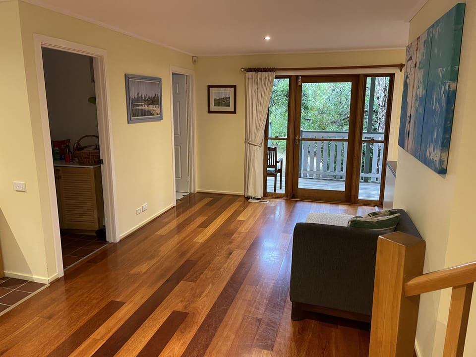 The view out towards our kitchen and onto the decking area