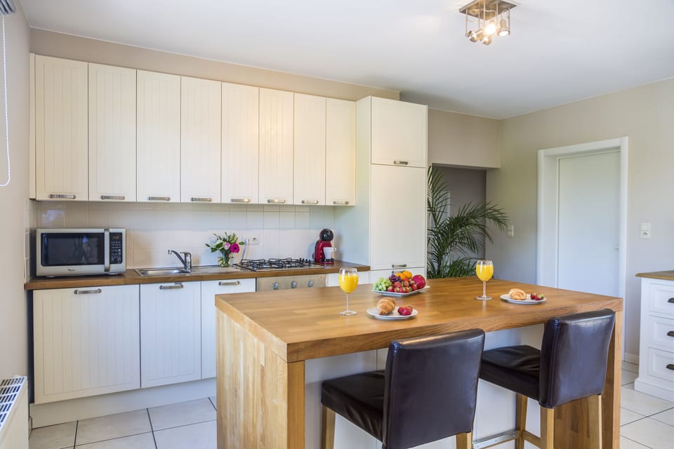 Apartment | Private kitchen | Fridge, microwave, oven, stovetop