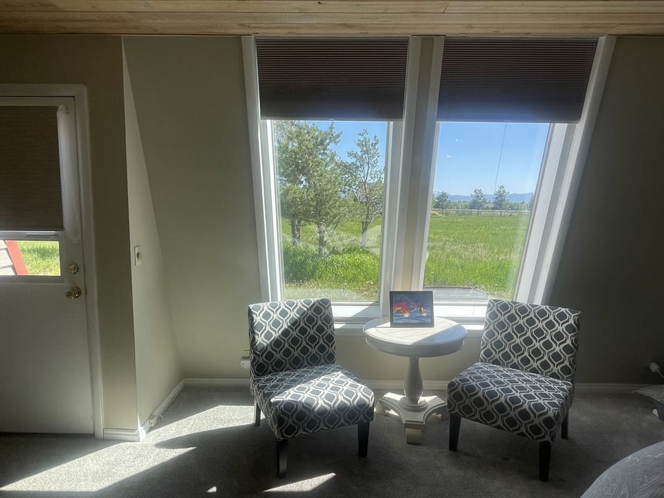 Seating area in master bedroom.