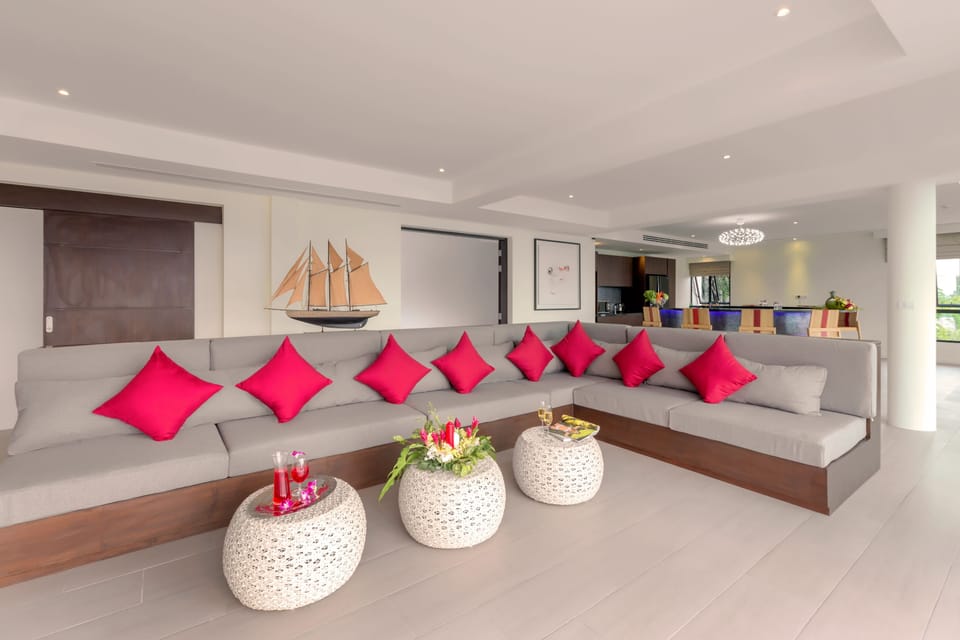 The large comfortable sofa, perfect for relaxing on.