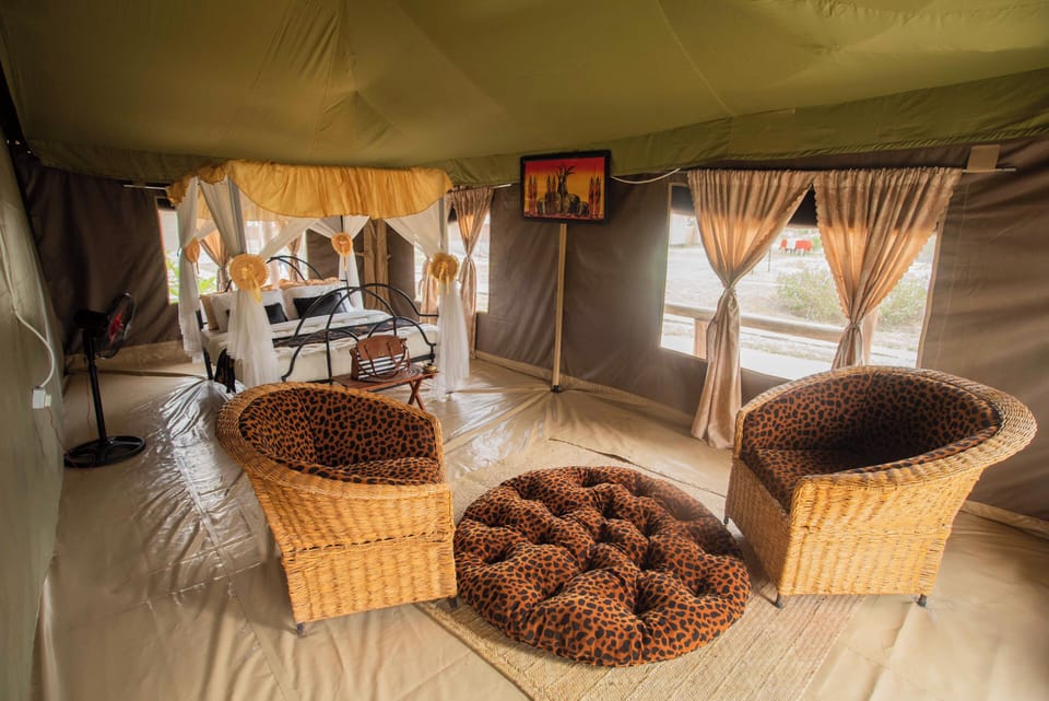 Family Tent | Individually decorated, individually furnished, desk, blackout drapes