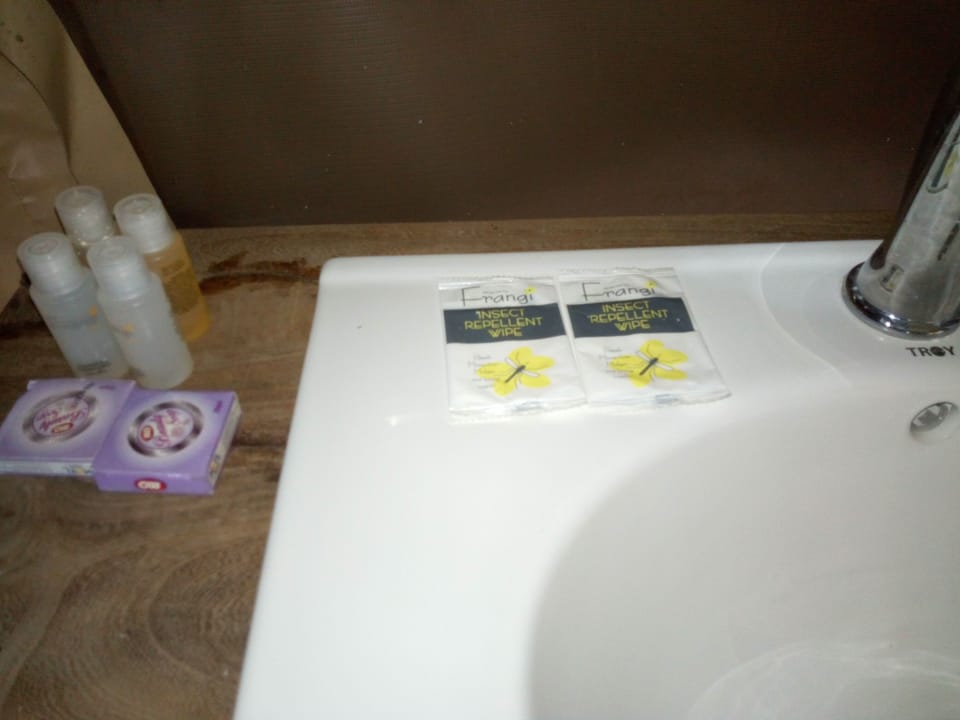 Shower, rainfall showerhead, free toiletries, slippers