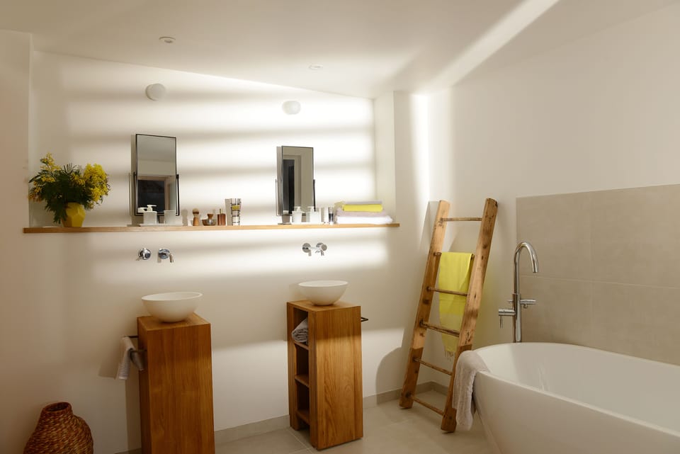 Eco-friendly toiletries, hair dryer, bathrobes, towels