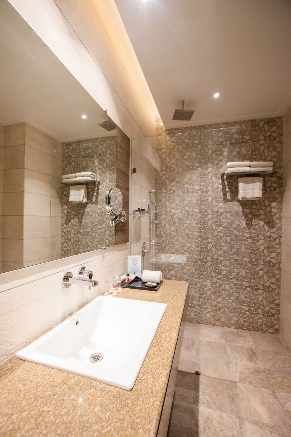 Shower, free toiletries, towels
